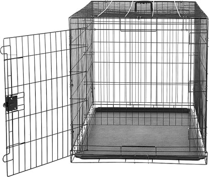 Amazon Basics Portable, Foldable Metal Wire Dog Crate with Removable Tray, Divider Panel, Easy to Assemble, for Large Dogs, 48 x 30 x 32.5 in, Black