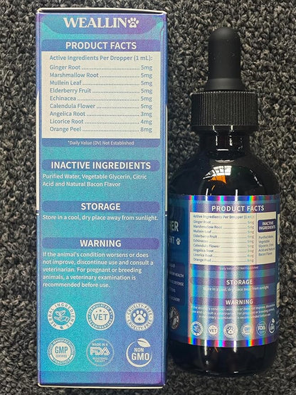 WEALLIN Flea and Tick Prevention Support for Cats and Dogs + Dog Cough Treatment Support for Dogs Pets Oral Natural Supplement Pet Care Support Drops for All Breeds and Ages