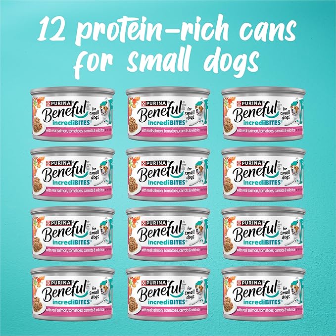Purina Beneful Small Breed Wet Dog Food in Gravy, IncrediBites With Real Salmon - (Pack of 12) 3 oz. Cans