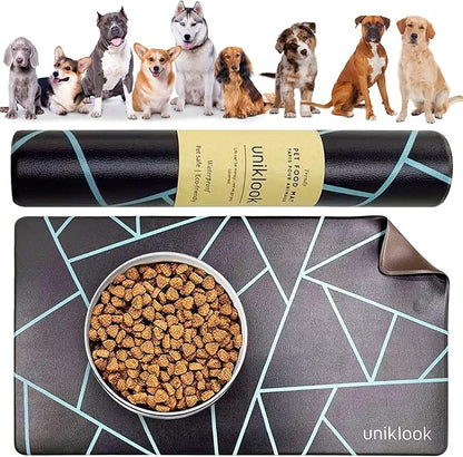 Pet Placemat, Dog Cat Food Water Bowls Mat Feeding Station Pet Safe 28" X 16.5" Waterproof Easy to Clean Dog Modern Designs Boho Uniklook