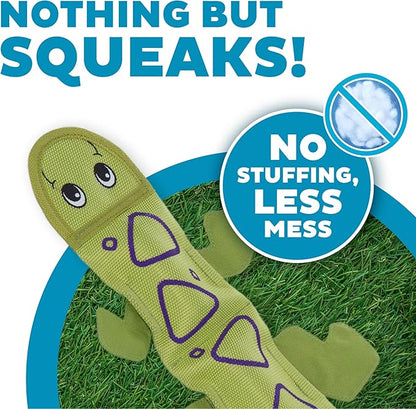 Outward Hound Fire Biterz Green Lizard Plush Firehose Material Interactive Dog Toy, Large