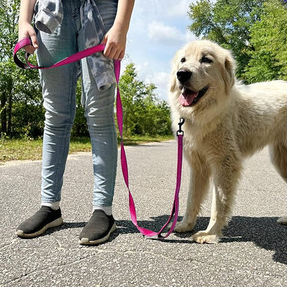 Joytale Dog Leash Heavy Duty for Large Dogs that Pull, Double Handle for Traffic Control, Double-Sided Reflective Leashes for Large Medium Dogs Night Safety, 6FT, Hot Pink