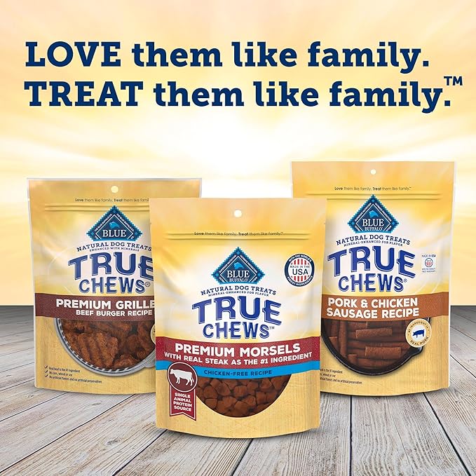 Blue Buffalo True Chews Premium Morsels Dog Treats, Made in The USA with Natural Ingredients, Steak, 10-oz Bag