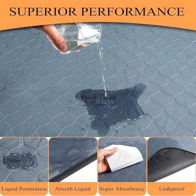 Washable Pee Pads for Dogs 48" x 48", 2 Pack, Reusable Puppy Pads, Dog Training Pads with Quick Dry, Large Anti-Slip Whelping Pad for Pet, Playpen, Incontinence, Housebreaking