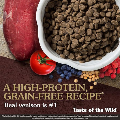 Taste of the Wild Pine Forest Grain-Free Recipe with Roasted Venison Dry Dog Food for All Life Stages Made with High Protein from Real Venison, Superfoods and Guaranteed Nutrients Like Probiotics 28lb