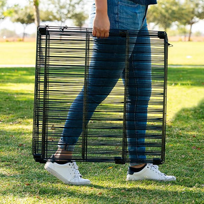 IRIS USA 24" 8-Panel Metal Pet Dog Puppy Playpen, Indoor/Outdoor Dog Fence, 58 x 58 x 24, Foldable, Customizable, Black