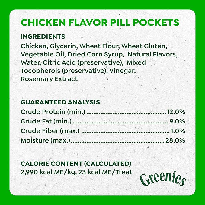 Greenies Pill Pockets for Dogs Large Size, Dog Treat Pouch for Capsule Medication, Chicken Flavor, 15.8 oz. Pouch