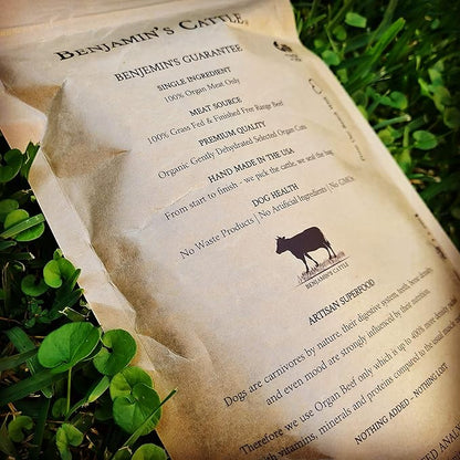 Benjamin's Cattle Single Ingredient - Organic Grass FED & Finished Beef Liver Dog Treats - Hand Made Dog Treats - Healty Dog Chews - Treats for Dogs Made in USA -5oz