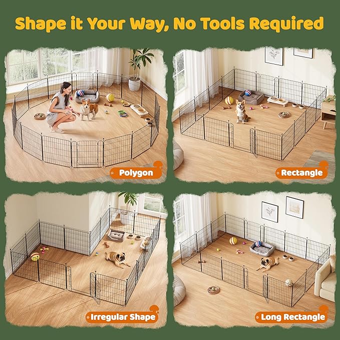 Yaheetech Expandable Dog Playpen, 16 Panel 24 inch Puppy Playpen with Door Indoor/Outdoor Pet Fence for Small Medium Dogs
