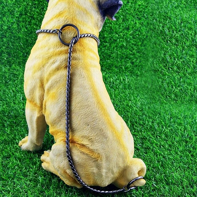 Dog P Snake Chain Chrome Plated Metal Dog Training Choke/Collar-Fully Guaranteed Against Rust Tarnish or Breakage-Recommended for Professional Training (Black, 5mm * 28")