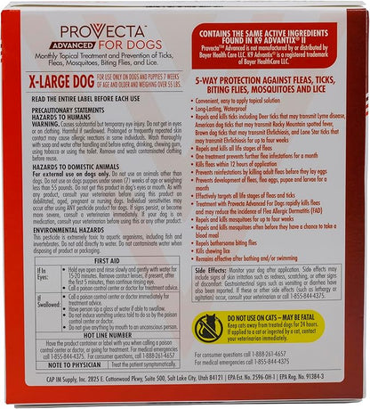 Provecta® Advanced for Extra Large Dogs (Over 55 lbs) Flea and Tick Topical Treatment, 4-Month Supply