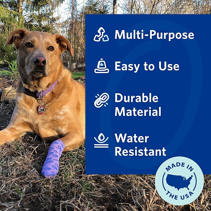 OVIK Health PetFlex No Chew – Flexible Self-Adhering Elastic Bandage for Wound Care – First Aid Wrap for Small Animals Like Dogs, Cats, and Other Pets - 2 inch, 2 Rolls