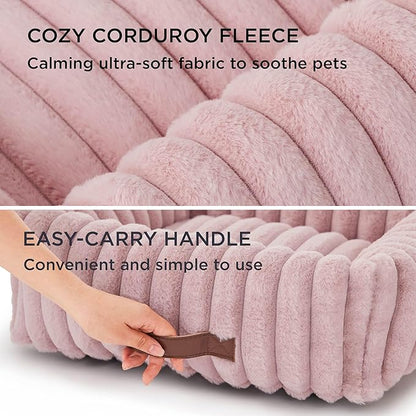 Bedsure ComfyFleece™ Cute Dog Bed for Extra Large Dogs - Washable Furry Puppy Beds, Rectangle Orthopedic XL Pet Beds with Removable Zipper Cover, 43x30x8inches, Blush Pink
