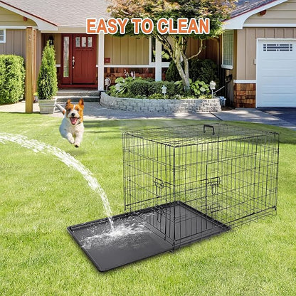 Pet Republic Dog Crates for Large Dogs Folding Metal Wire Dog Gage Double Door 30/36/42Inches Dog Kennel Indoor Outdoor Pet Grates