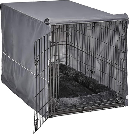 MidWest Homes for Pets Double Door 48-inch Dog Crate Kit, Bundle Includes a Two-Door Cage, Matching Gray Bed and Crate Cover, For Extra-Large Sized Breeds