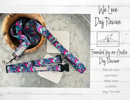 Lucky Love Dog - Adjustable Collar and Leash Set with Easy Click Buckle for Medium Dogs, Durable, & Comfortable Collar for Male & Female Dogs, Puppies & Adul t- CarrieBelle Combo, Medium
