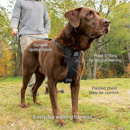Kurgo Tru-Fit Smart Dog Walking Harness - Comfortable Fit - Adjustable Harness - Reflective Pet Wear - Quick Strap Release - Daily Walk Accessory - Includes Seat Belt Loop - Black - Large