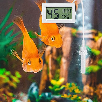 Weewooday Mini Digital Temperature Humidity Meters Gauge with Probe Gauge LCD Fahrenheit Display Thermometer Hygrometer for Incubator Reptile Plant Greenhouse Chicken Coop Garden(White, 3 Pieces)