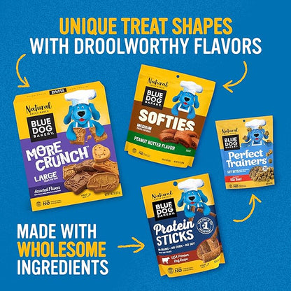 Blue Dog Bakery More Crunch Biscuits | Large, Crunchy Peanut Butter Flavor Treat | Natural Healthy Dog Treats - 18 oz (Pack of 6)
