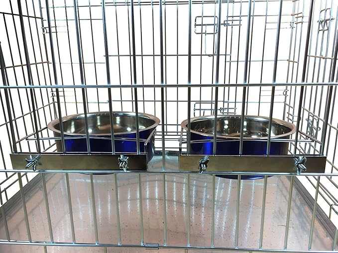 Ellie-Bo Pair of Dog Bowls for Crates, Cages or Pens and 3 Sizes (2.0Ltr Large, Blue)