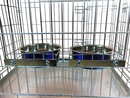 Ellie-Bo Pair of Dog Bowls for Crates, Cages or Pens and 3 Sizes (2.0Ltr Large, Blue)