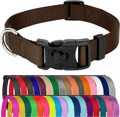 Country Brook Petz - Everyday Nylon Dog Collar for Large, Medium, and Small Dogs and Puppies - for Everyday Use in 10+ Warm Colors (Small, 3/4 Inch Wide, Brown)