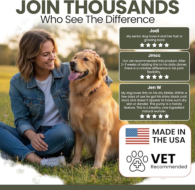 Pure Cod Liver Oil for Dogs - 8 oz - Contains Omega 3, Omega 6, Vitamin A, and Vitamin D to Reduce Itching and Promote Skin and Coat, Heart, Joint, and Immune Health