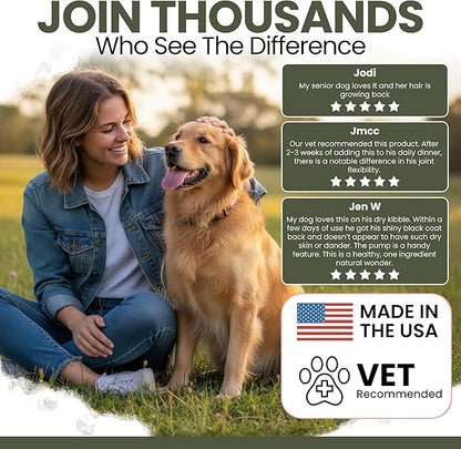 Pure Cod Liver Oil for Dogs - 8 oz - Contains Omega 3, Omega 6, Vitamin A, and Vitamin D to Reduce Itching and Promote Skin and Coat, Heart, Joint, and Immune Health