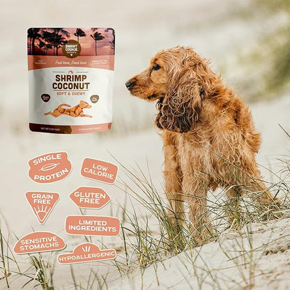 Smart Cookie All Natural Soft Dog Treats - Shrimp & Coconut - Healthy Dog Treats for Allergies, Sensitive Stomachs - Chewy, Grain Free, Human-Grade, Made in The USA - 5oz Bag, 1 Pack