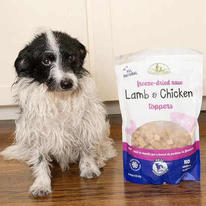 Fieldcrest Farms Freeze-Dried Raw Lamb & Chicken Dog Food Toppers or Treats, All Natural, Real Ingredients, No Additives or Fillers, Protein & Flavor Boost, 12 oz