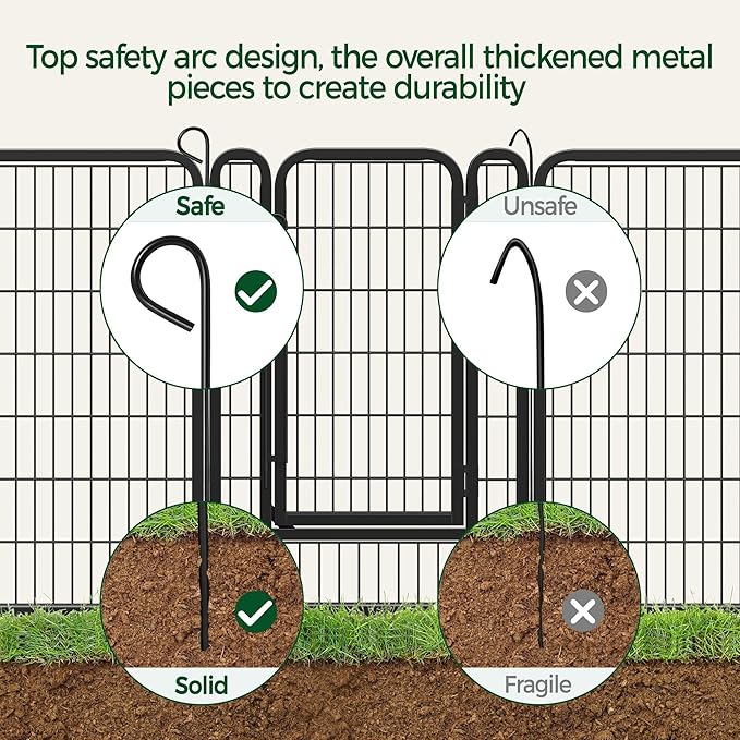 Yaheetech Dog Playpen, 40 Inch 8 Panels Heavy Duty Metal Pet Fence for Indoor Puppy Exercise Pen for RV Camping/Yard/Garden, Black