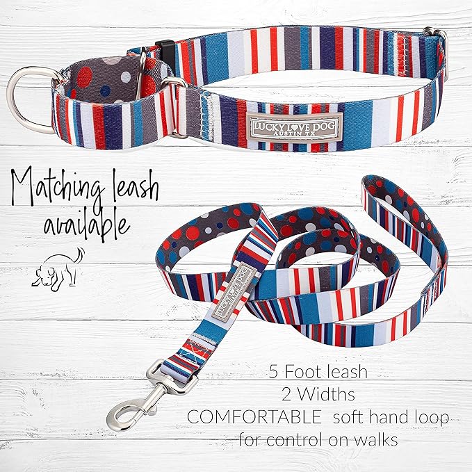 Lucky Love Dog Martingale Dog Collar - Adjustable, No-Slip, Durable, & Soft Webbing Collar for Male and Female Dogs Ideal for Training & Walking - Linus, Large