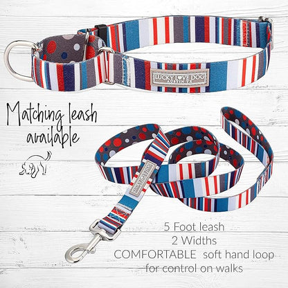 Lucky Love Dog Martingale Dog Collar - Adjustable, No-Slip, Durable, & Soft Webbing Collar for Male and Female Dogs Ideal for Training & Walking - Linus, Large