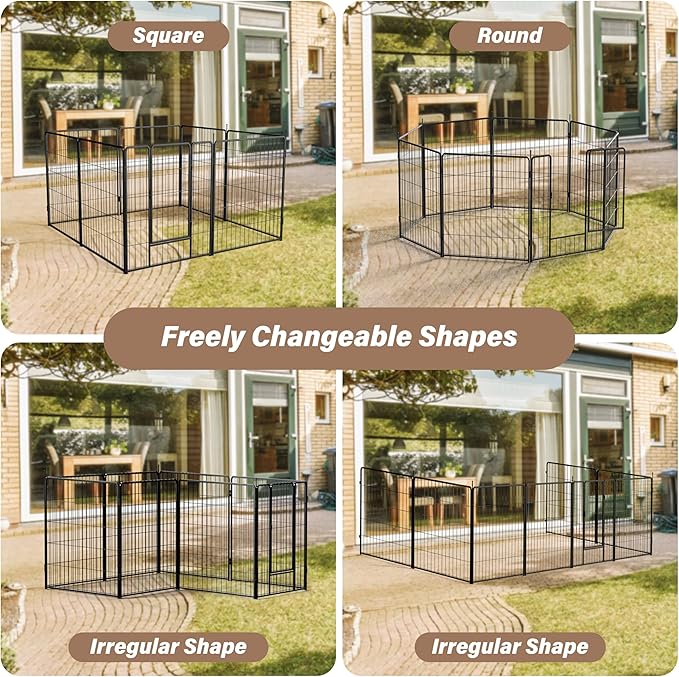 Simple Deluxe Dog Playpen Outdoor, Portable Dog Playpen for Travel, Camping, 32" Height 16 Panels Heavy Duty Dog Pen for Small/Medium Dogs, Black