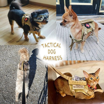 Tactical Dog Harness Tactical Puppy Vest with Rubber Handle K9 Military Adjustable Pet Vest Harness for Outdoor Training XS Dog Harness (Camouflage Harness)