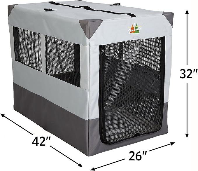 MidWest Homes for Pets Canine Camper Sportable, 42-inch Portable Tent Crate for Dogs, Soft-Sided, Folding Frame, Mesh Windows, Zip Door, Water-Resistant, Includes Pad
