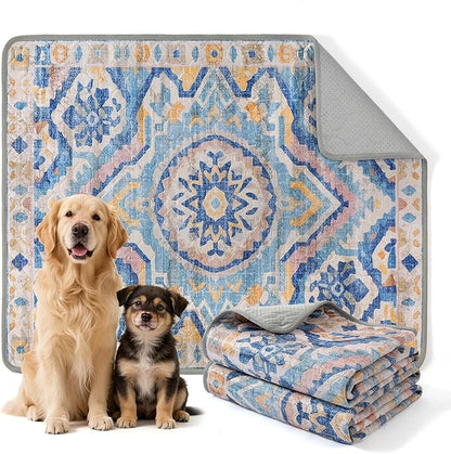 NOYAL Bohemian Washable Dog Pee Pads - Super Absorbent Reusable Puppy Training Pads with Stylish Prints | 100% Waterproof, Leak-Proof & Non-Slip Pet Housebreaking Pads for Indoor 2 Packs