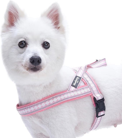 Blueberry Pet 4 Colors Soft & Comfy 3M Reflective Jacquard Padded Dog Harness, Chest Girth 30" - 38.5", Pink, Large, Adjustable Harnesses for Dogs