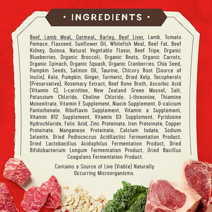 Stella & Chewy's SuperBlends Raw Blend Wholesome Grains Grass-Fed Beef, Beef Liver & Lamb Recipe with Superfoods, 21 lb. Bag
