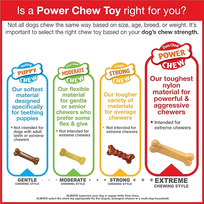 Nylabone Rib Bone Alternative Power Chew Toy for Dogs, Dog Toys for Aggressive Chewers, Beef Flavor, Large - Up to 50 lbs, 1 Count