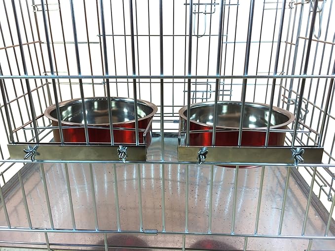 Ellie-Bo Pair of Dog Bowls for Crates/Cages or Pens, Large, 2.0 Litre, Red