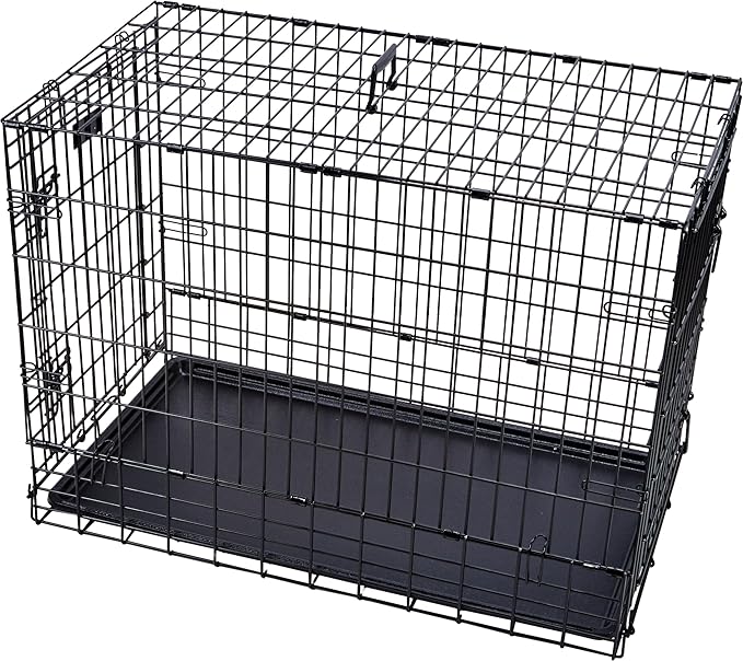 MidWest Homes for Pets Solutions Series Side-by-Side SUV Dog Crate, Double Door Folding Metal Cage Designed to Fit in SUVs & Vans, for Dogs up to 70 Lbs