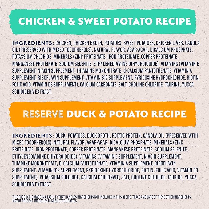 Natural Balance Limited Ingredient Wet Dog Food, Variety Pack, Reserve Duck & Potato and Chicken & Sweet Potato, 13oz., (Case of 12)
