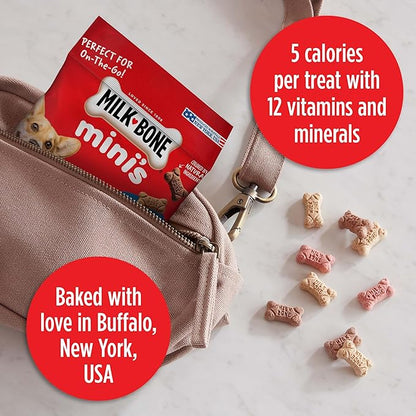 Milk-Bone Flavor Snacks Mini’s Dog Biscuits, Flavored Crunchy Dog Treats, 2.5 Oz. Bags (Pack of 20)