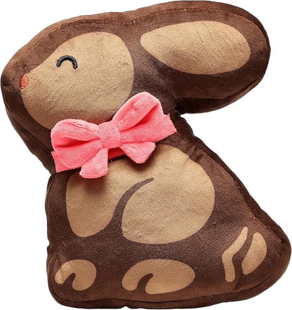 Pearhead Chocolate Bunny Plush Dog Toy, Easter Squeaky Dog Toy, Soft Plush Pet Toy for Dogs and Puppies, Easter Basket Gift for Pets