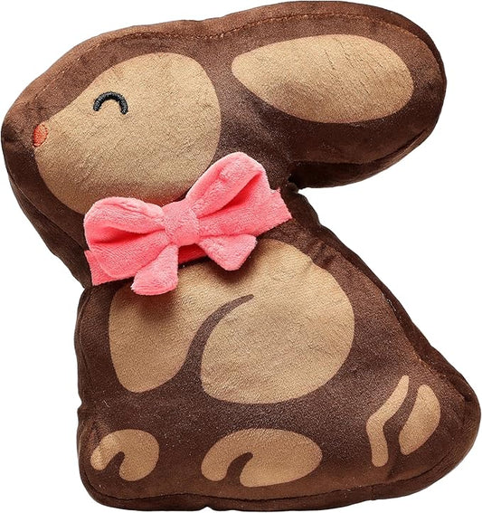 Pearhead Chocolate Bunny Plush Dog Toy, Easter Squeaky Dog Toy, Soft Plush Pet Toy for Dogs and Puppies, Easter Basket Gift for Pets