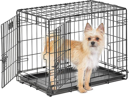 MidWest Homes for Pets 24-Inch LifeStages Crate for Small Breeds, 12-20 lbs, Double Door Folding Dog Crate with Divider Panel, Leak-Proof Tray & Secure Latch, Heavy-Duty & Easy to Assemble