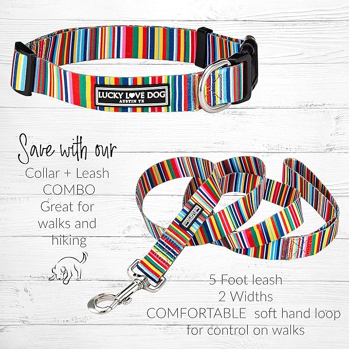 Lucky Love Dog - Adjustable Dog Collar with Easy Click Buckle for Small Dogs, Durable, & Comfortable for Male & Female Dogs, Pet Collar for Puppies & Adult Dogs - Hippie, Small