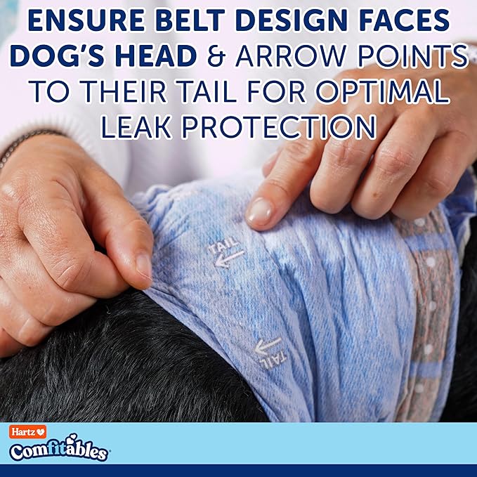 Hartz Comfitables Disposable Male Dog Wraps with Stretchy Waistband, Extra Small 12 Count