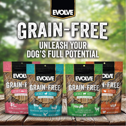 Evolve Grain Free Duck, Pea and Blueberry Jerky Bites Dog Treats (Pack of 2)